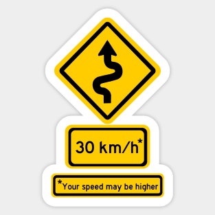 windy road speed sign (km/h) Sticker